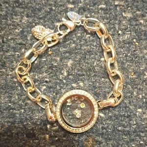 Origami Owl Original Chain Charm Bracelet with Rhinestones 7.5